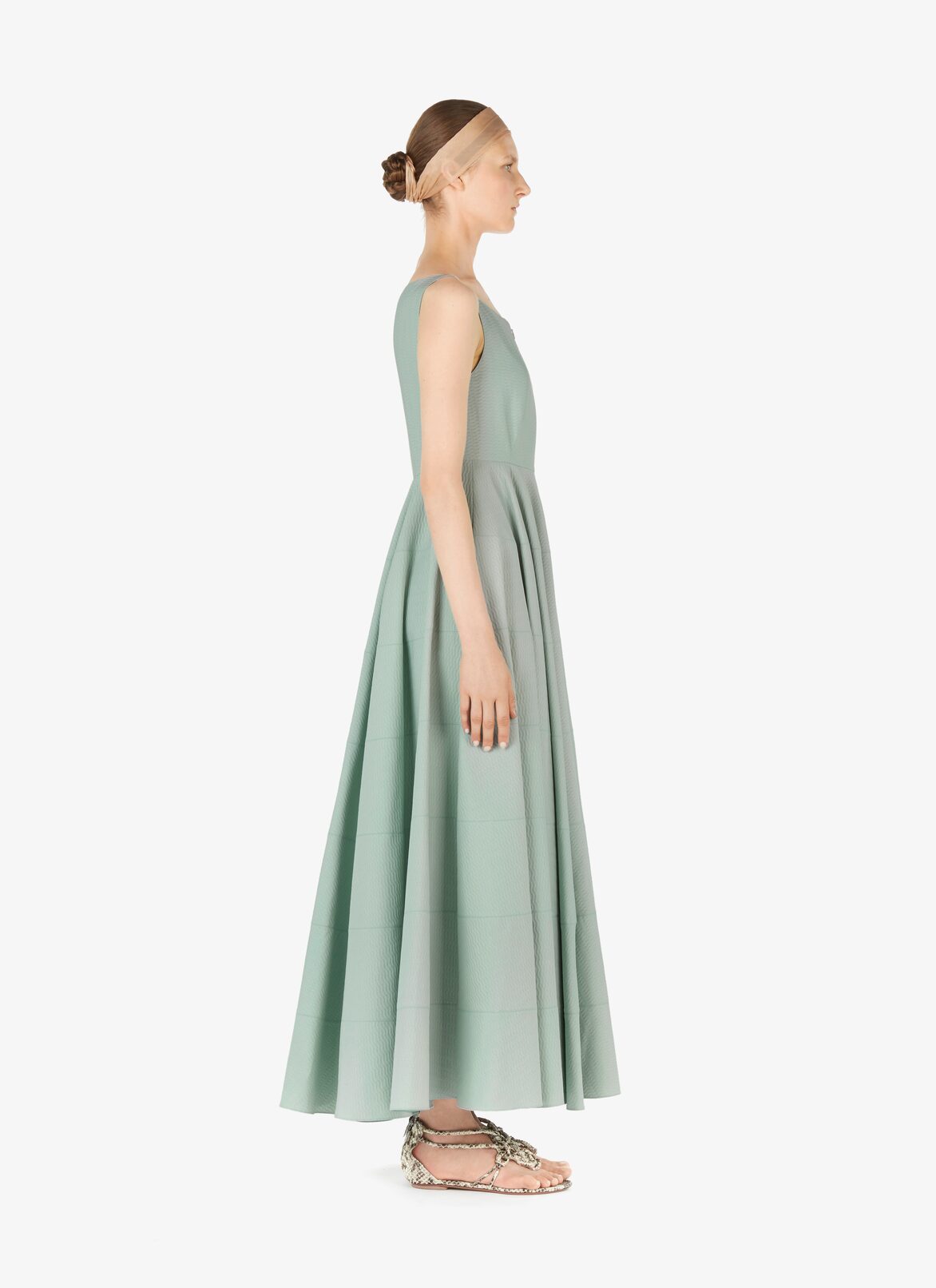 Long Sleeveless Cotton Dress  ALAÏA CELADON GREEN LONG SLEEVELESS COTTON DRESS